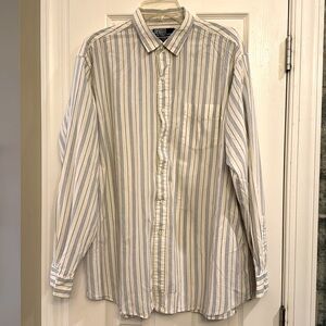 Polo by Ralph Lauren cream and blue striped button down collared shirt